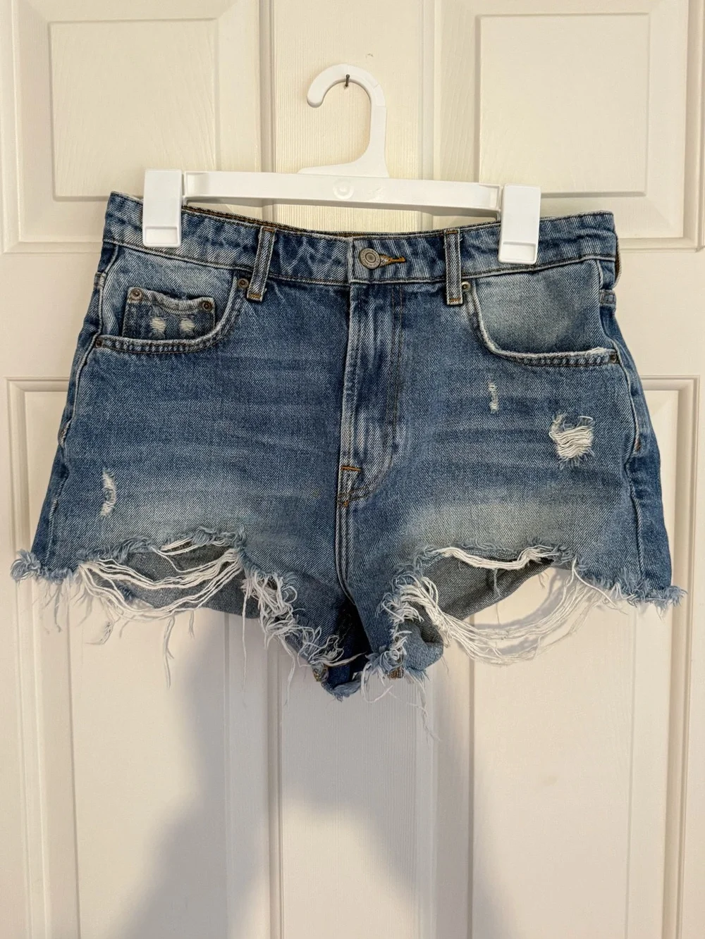 Distressed Blue Denim Shorts